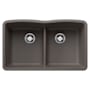 Blanco Diamond 32" Undermount Double Basin SILGRANIT Low Divide Kitchen Sink Volcano Gray