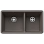 Blanco Precis 33" Undermount Double Basin SILGRANIT Kitchen Sink Volcano Gray