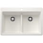 Blanco Liven 33" Drop-In/Undermount 50/50 Double Basin SILGRANIT Kitchen Sink with Low Divide White