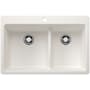 Blanco Liven 33" Drop-In/Undermount 60/40 Double Basin SILGRANIT Kitchen Sink with Low Divide White