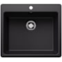 Blanco Liven 25" Drop-In/Undermount Single Basin SILGRANIT Kitchen Sink Coal Black