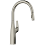 Blanco Rivana 1.5 GPM Single Hole Pull Down Kitchen Faucet Satin Platinum