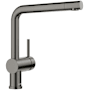 Blanco Linus 1.5 GPM Single Hole Pull Out Kitchen Faucet Satin Dark Steel