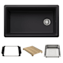 Blanco Inteos 33" Undermount Single Basin Granite Composite Kitchen Sink with Colander and Cutting Board Coal Black