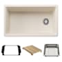 Blanco Inteos 33" Undermount Single Basin Granite Composite Kitchen Sink with Colander and Cutting Board Soft White