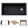 Blanco Inteos 39" Undermount Single Basin Granite Composite Kitchen Sink with Colander and Cutting Board Coal Black