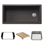 Blanco Inteos 39" Undermount Single Basin Granite Composite Kitchen Sink with Colander and Cutting Board Cinder
