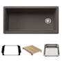 Blanco Inteos 39" Undermount Single Basin Granite Composite Kitchen Sink with Colander and Cutting Board Volcano Gray