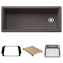 Blanco Inteos 45" Undermount Single Basin Granite Composite Kitchen Sink with Colander and Cutting Board Volcano Gray