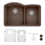 Blanco Diamond 32-1/16" Undermount Double Basin Granite Composite Kitchen Sink with Basin Rack and Basket Strainer Cafe Brown