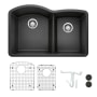 Blanco Diamond 32-1/16" Undermount Double Basin Granite Composite Kitchen Sink with Basin Rack and Basket Strainer Anthracite