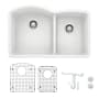 Blanco Diamond 32-1/16" Undermount Double Basin Granite Composite Kitchen Sink with Basin Rack and Basket Strainer White