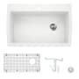 Blanco Diamond 33-1/2" Dual Mount Single Basin Granite Composite Kitchen Sink with Basin Rack and Basket Strainer White