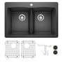 Blanco Diamond 33" Dual Mount Double Basin Granite Composite Kitchen Sink with Basin Rack and Basket Strainer Anthracite
