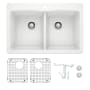 Blanco Diamond 33" Dual Mount Double Basin Granite Composite Kitchen Sink with Basin Rack and Basket Strainer White