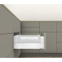 Blum Merivobox "E" Height 22 Inch Full Extension Concealed Drawer System with 125 Pound Weight Capacity and Soft Close Matte Silk White