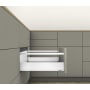 Blum Merivobox "E" Height 14 Inch Full Extension Concealed Drawer System with 125 Pound Weight Capacity and Soft Close Matte Silk White