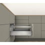 Blum Merivobox "E" Height 24 Inch Full Extension Concealed Screw In Drawer System with 170 Pound Weight Capacity and Soft Close Matte Indium Gray
