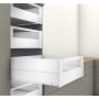 Blum Merivobox "E" Height 16 Inch Full Extension Concealed Drawer System with 125 Pound Weight Capacity and Soft Close Matte Silk White
