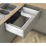 Blum Merivobox "E" Height 18 Inch Full Extension Concealed Screw In Sink Drawer System with 125 Pound Weight Capacity and Soft Close Matte Silk White