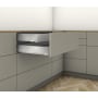Blum Merivobox "M" Height 20 Inch Full Extension Concealed Screw In Double Drawer System with 125 Pound Weight Capacity and Soft Close Matte Indium Gray