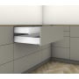 Blum Merivobox "M" Height 20 Inch Full Extension Concealed Screw In Double Drawer System with 125 Pound Weight Capacity and Soft Close Matte Silk White