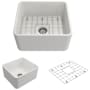 Bocchi Classico 20" Farmhouse Single Basin Fireclay Kitchen Sink with Basin Rack and Basket Strainer White