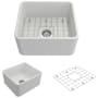Bocchi Classico 20" Farmhouse Single Basin Fireclay Kitchen Sink with Basin Rack and Basket Strainer Matte White