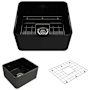 Bocchi Classico 20" Farmhouse Single Basin Fireclay Kitchen Sink with Basin Rack and Basket Strainer Black