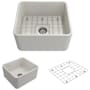 Bocchi Classico 20" Farmhouse Single Basin Fireclay Kitchen Sink with Basin Rack and Basket Strainer Biscuit