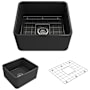 Bocchi Classico 20" Farmhouse Single Basin Fireclay Kitchen Sink with Basin Rack and Basket Strainer Matte Dark Gray