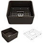 Bocchi Classico 20" Farmhouse Single Basin Fireclay Kitchen Sink with Basin Rack and Basket Strainer Matte Brown