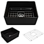 Bocchi Classico 24" Farmhouse Single Basin Fireclay Kitchen Sink with Basin Rack and Basket Strainer Matte Black