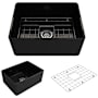 Bocchi Classico 24" Farmhouse Single Basin Fireclay Kitchen Sink with Basin Rack and Basket Strainer Black