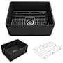 Bocchi Classico 24" Farmhouse Single Basin Fireclay Kitchen Sink with Basin Rack and Basket Strainer Matte Dark Gray