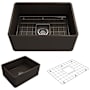 Bocchi Classico 24" Farmhouse Single Basin Fireclay Kitchen Sink with Basin Rack and Basket Strainer Matte Brown