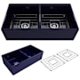 Bocchi Contempo 36" Farmhouse Double Basin Fireclay Kitchen Sink with Basin Rack and Basket Strainer Sapphire Blue