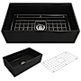 Bocchi Contempo 33" Farmhouse Single Basin Fireclay Kitchen Sink with Basin Rack and Basket Strainer Matte Black