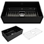 Bocchi Contempo 33" Farmhouse Single Basin Fireclay Kitchen Sink with Basin Rack and Basket Strainer Black
