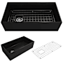 Bocchi Contempo 36" Farmhouse Single Basin Fireclay Kitchen Sink with Basin Rack and Basket Strainer Matte Black