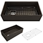 Bocchi Contempo 36" Farmhouse Single Basin Fireclay Kitchen Sink with Basin Rack and Basket Strainer Matte Brown
