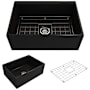 Bocchi Contempo 27" Farmhouse Single Basin Fireclay Kitchen Sink with Basin Rack and Basket Strainer Matte Black