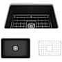 Bocchi Sotto 27" Undermount Single Basin Fireclay Kitchen Sink with Basin Rack and Basket Strainer Matte Black