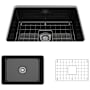 Bocchi Sotto 27" Undermount Single Basin Fireclay Kitchen Sink with Basin Rack and Basket Strainer Black