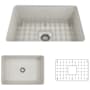Bocchi Sotto 27" Undermount Single Basin Fireclay Kitchen Sink with Basin Rack and Basket Strainer Biscuit