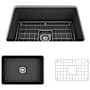 Bocchi Sotto 27" Undermount Single Basin Fireclay Kitchen Sink with Basin Rack and Basket Strainer Matte Dark Gray