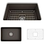 Bocchi Sotto 27" Undermount Single Basin Fireclay Kitchen Sink with Basin Rack and Basket Strainer Matte Brown