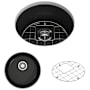 Bocchi Sotto 18-1/2" Undermount Single Basin Fireclay Bar Sink with Basin Rack and Basket Strainer Matte Black