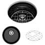 Bocchi Sotto 18-1/2" Undermount Single Basin Fireclay Bar Sink with Basin Rack and Basket Strainer Black