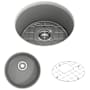 Bocchi Sotto 18-1/2" Undermount Single Basin Fireclay Bar Sink with Basin Rack and Basket Strainer Matte Gray